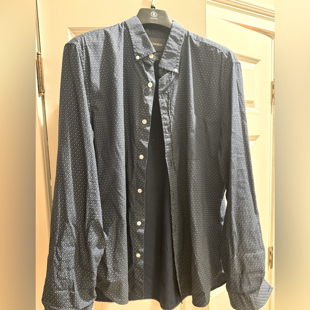 Bonobos navy cotton button down Large Slim